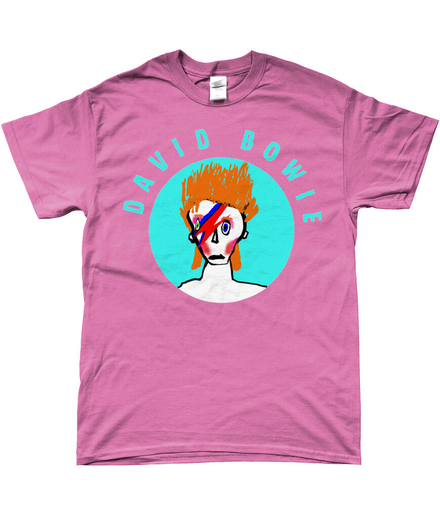 Ziggy Stardust in circle on colour Azalea T-Shirt