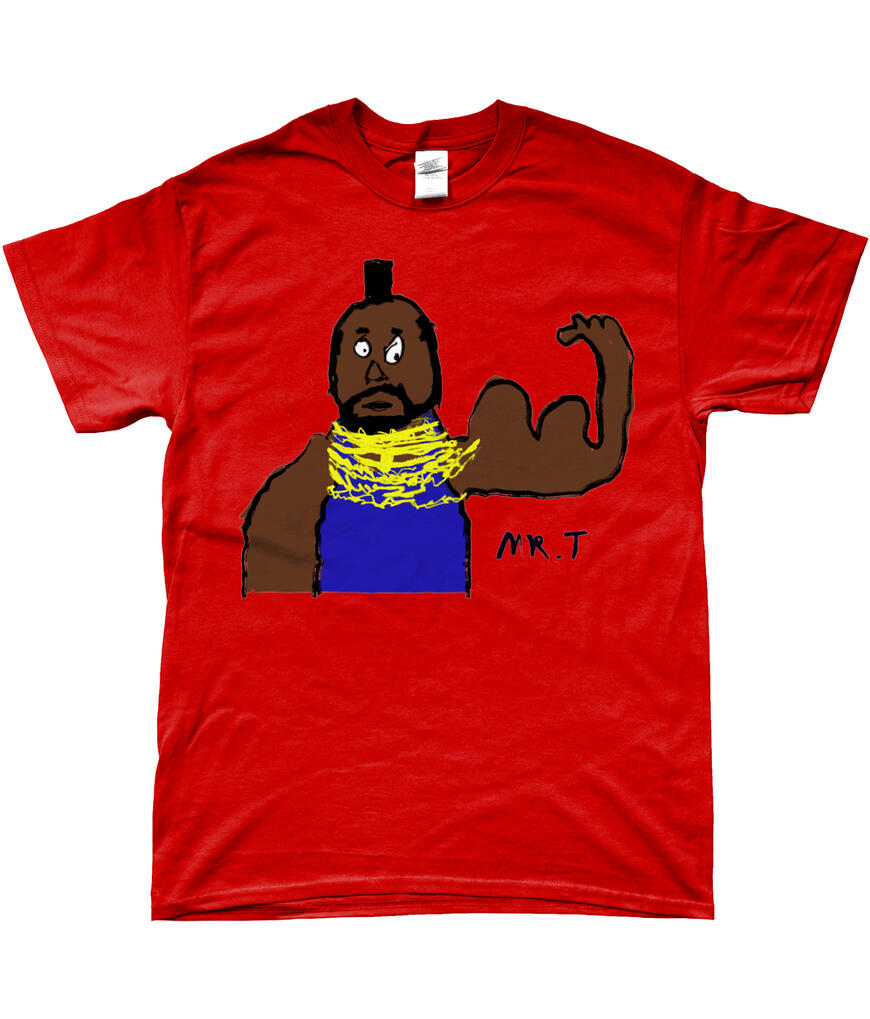 Mr T on colour Red T-shirt